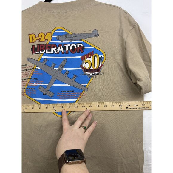 Vintage 90s B-24 Liberator Military Aircraft double sided shirt size large - Picture 12 of 12